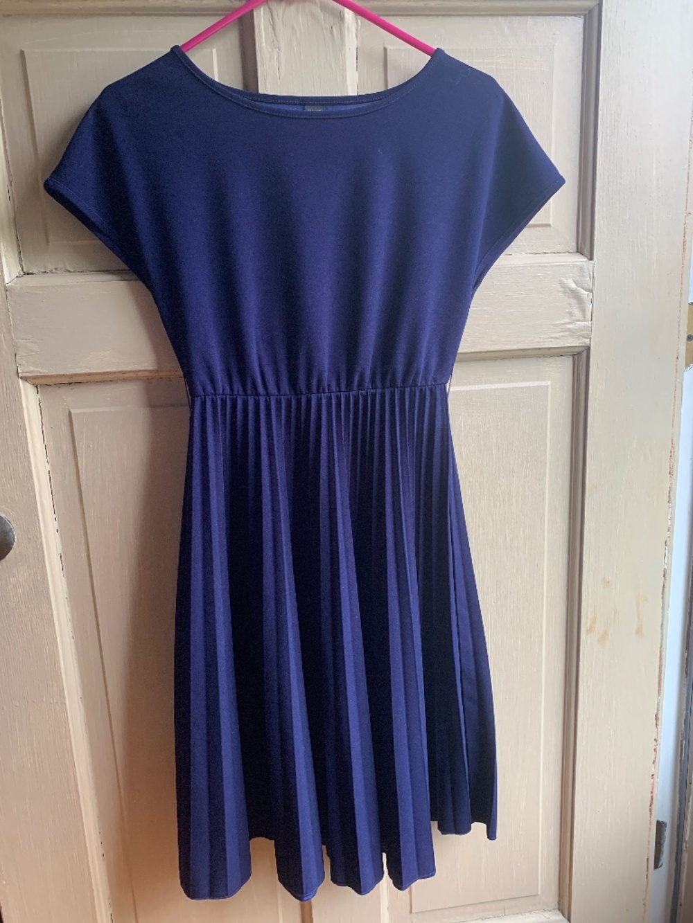 Navy Blue Pleated Dress